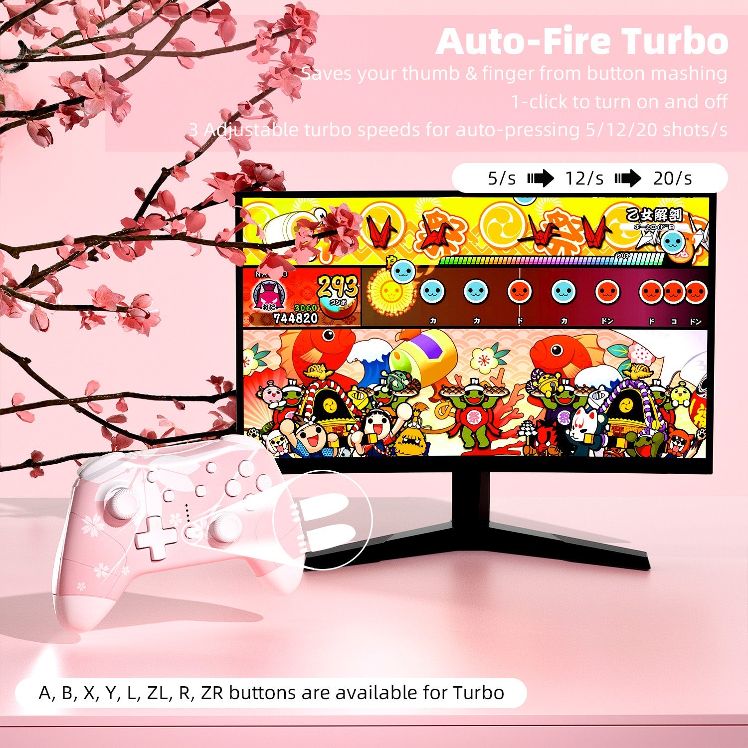 Mytrix Sakura Pink Cherry Wireless Switch Pro Controller for Nintendo Switch, the Newest Switch OLED, and Switch Lite Mytrix Sakura Pink Cherry Wireless Switch Pro Controller for Nintendo Switch, the Newest Switch OLED, and Switch Lite